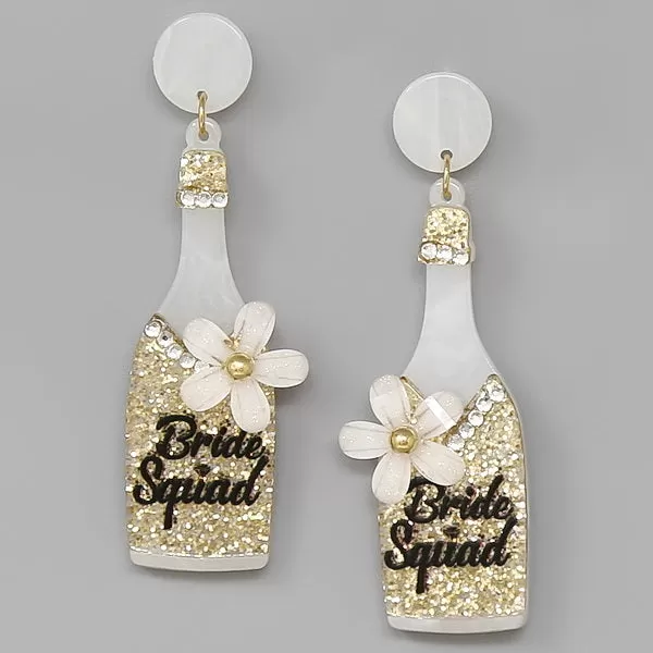 Bride Squad Bottle Acrylic Earrings