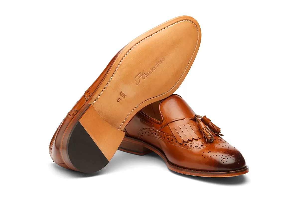 BROGUE WINGCAP KELTY LOAFERS- TAN