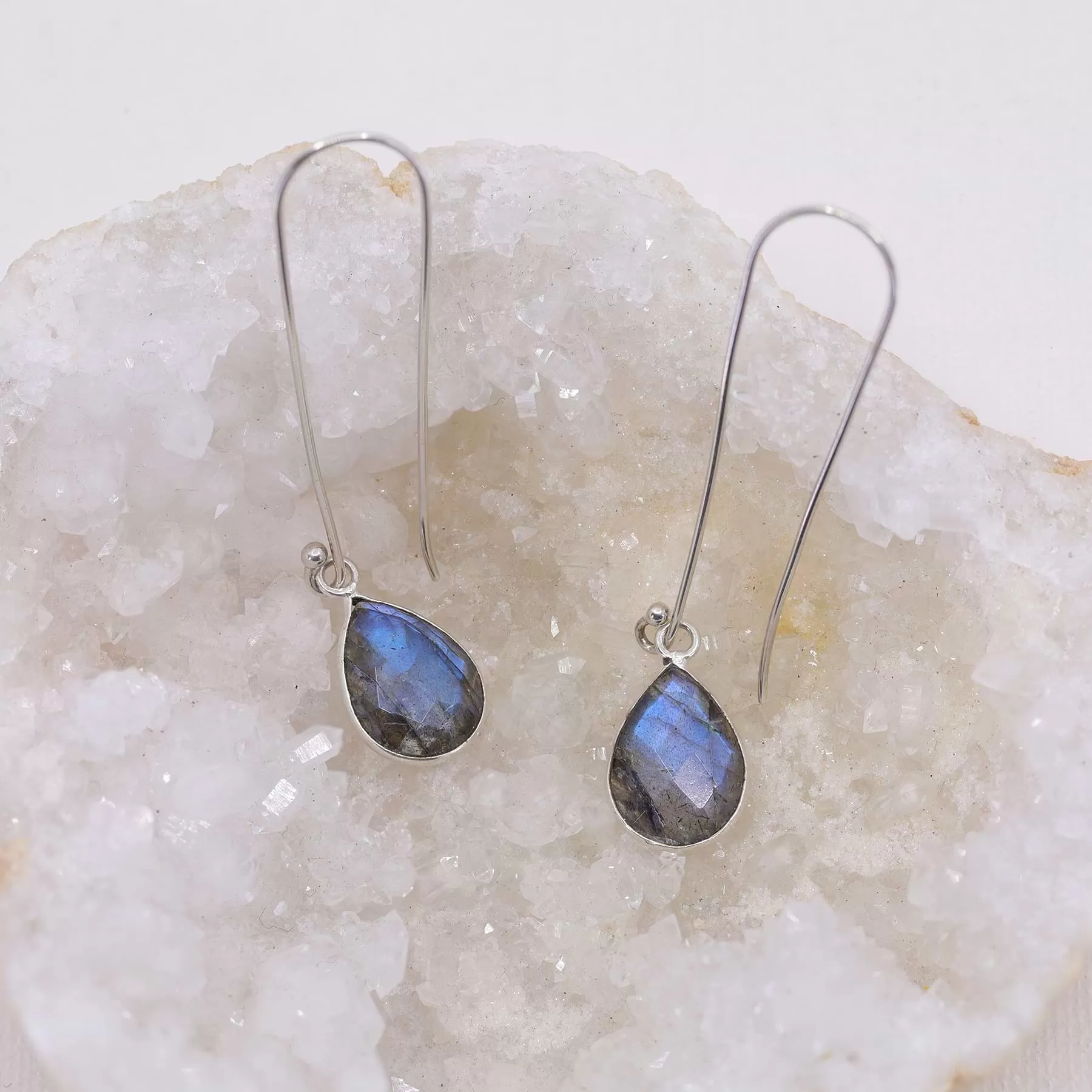 Brunswick - Long Labradorite Sterling Silver Earrings