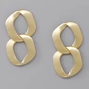 Brushed Metal Linked Drop Earrings