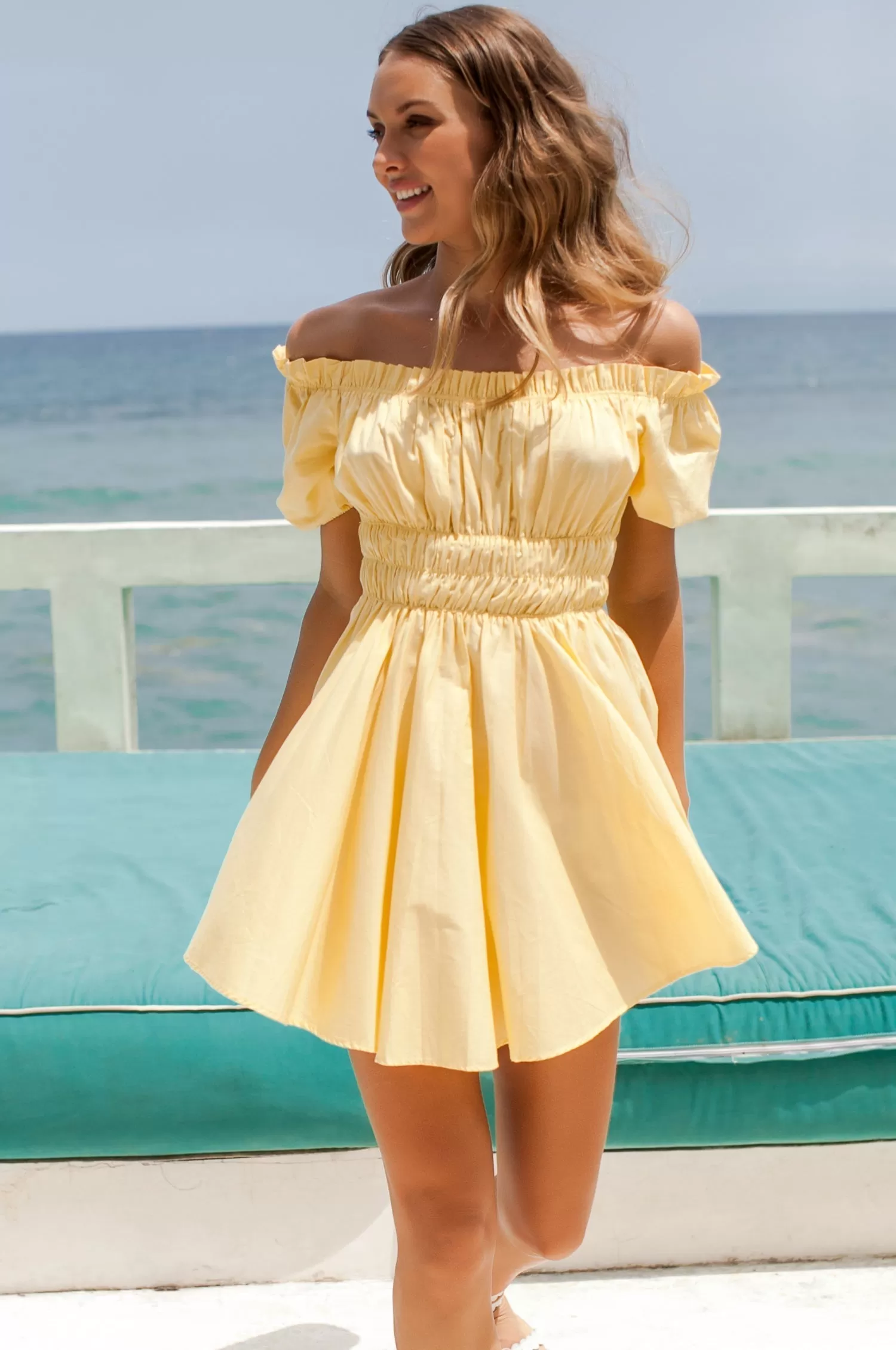 Butterfly Bliss Off Shoulder Mini Dress