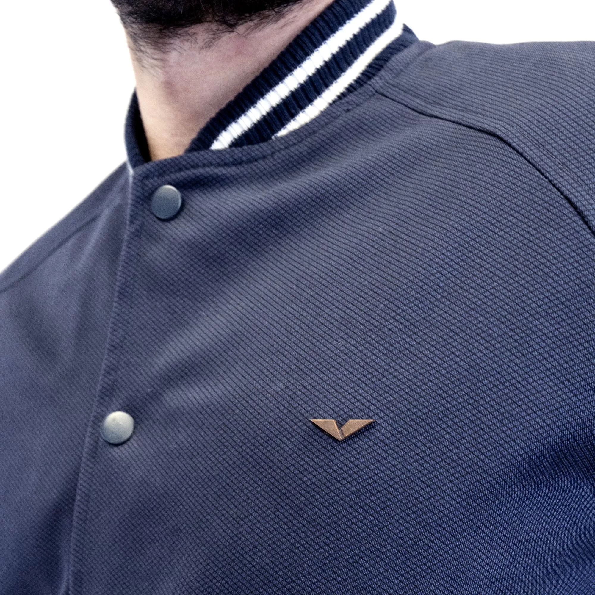 Buttoned Navy Varsity Jacket