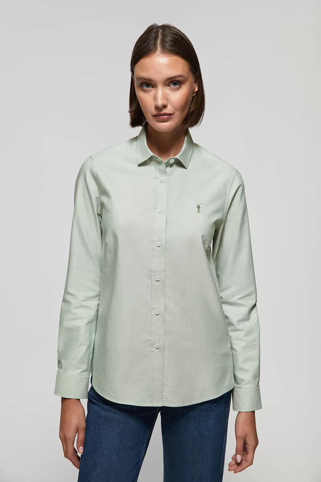 Camisa Oxford Regular fit verde jade con logo Rigby Go