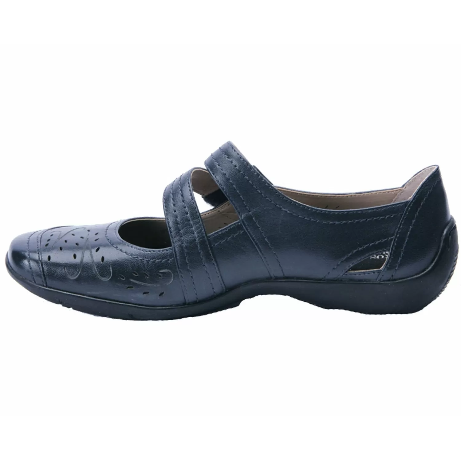 Chelsea Navy Leather Mary Janes with velcro strap