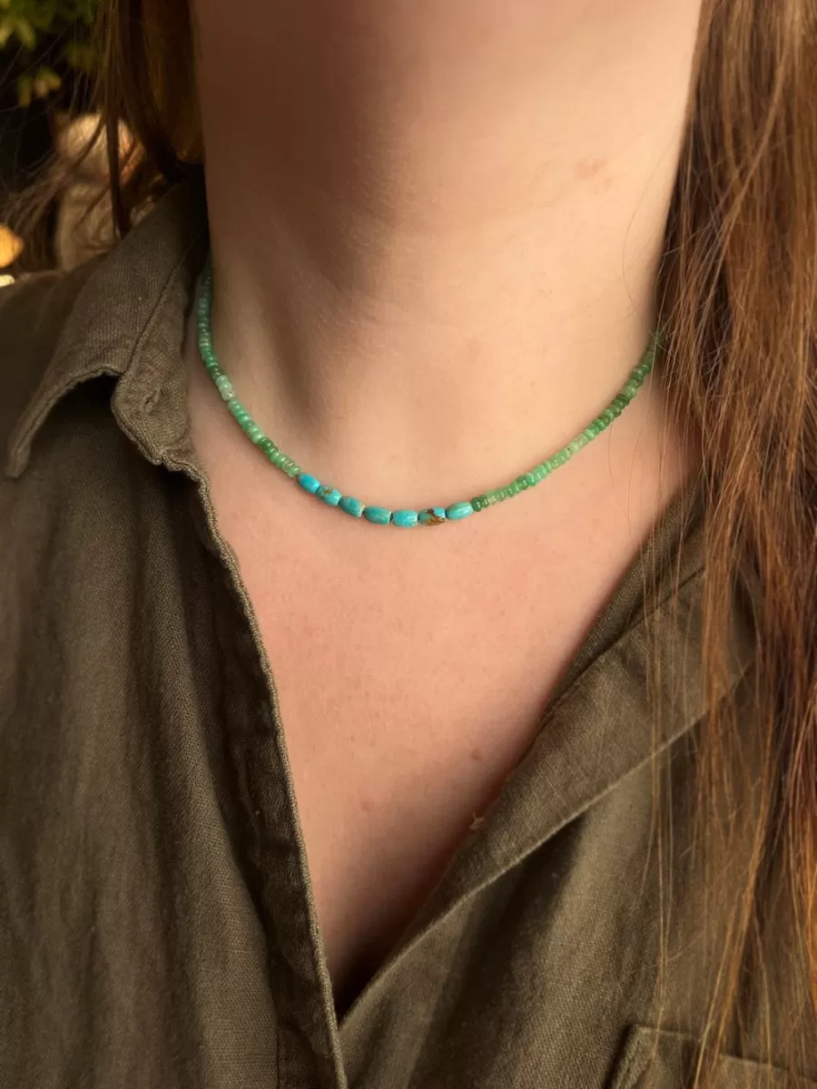 Chrysoprase   Turquoise Beaded Necklace