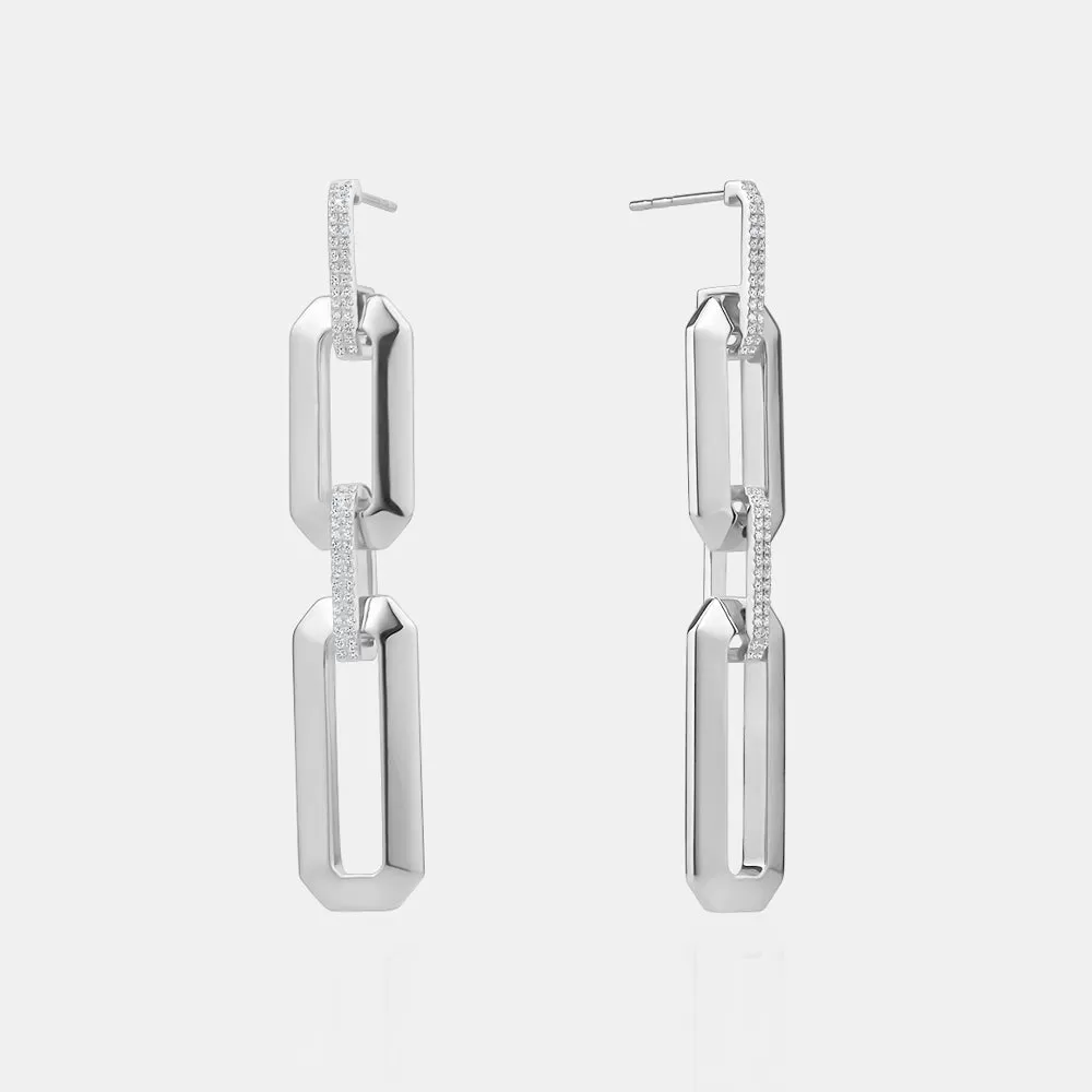 Chunky Diamond Link Earrings