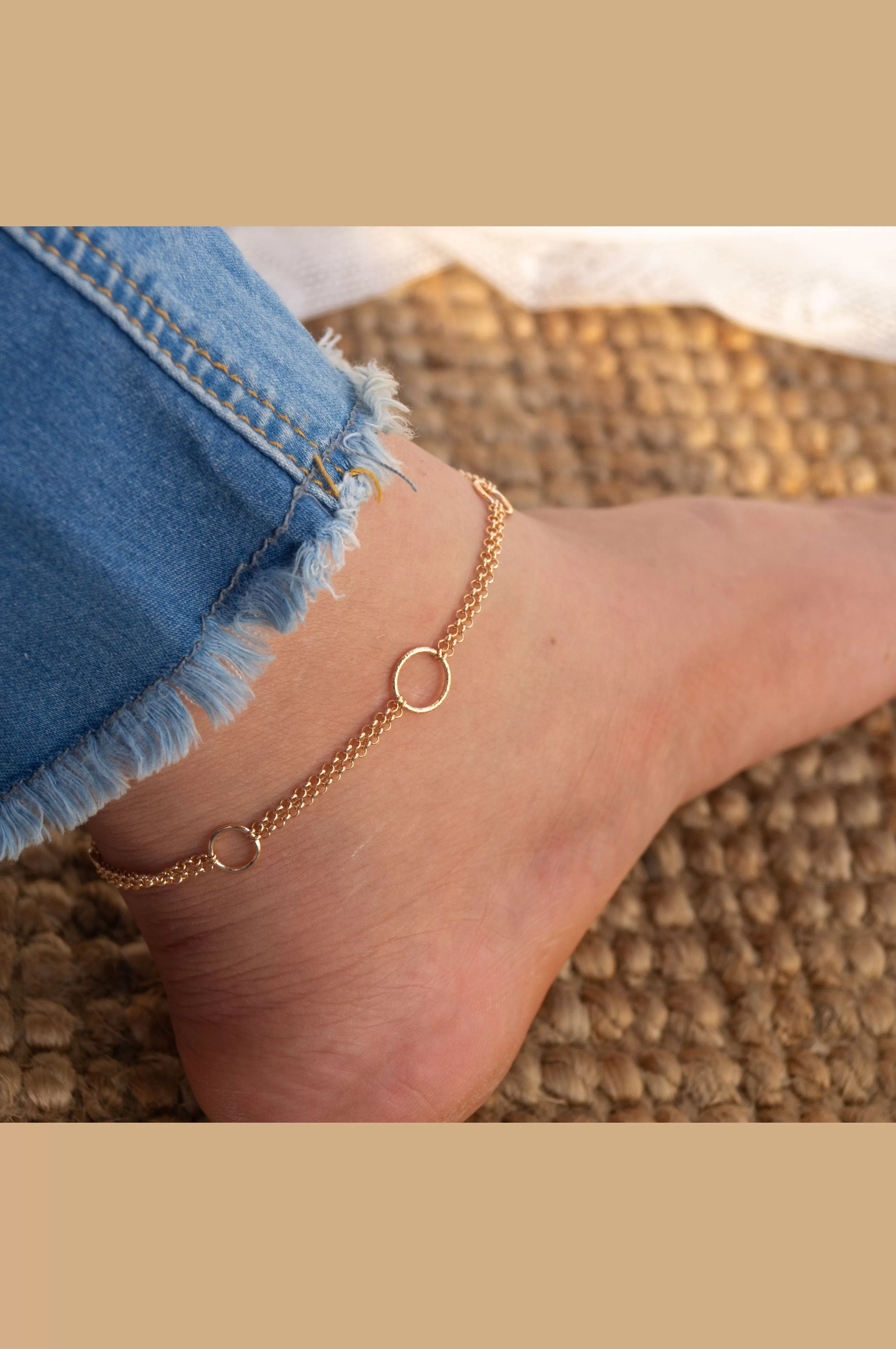 Circles With Circles Rose Gold Plated Sterling Silver Anklet