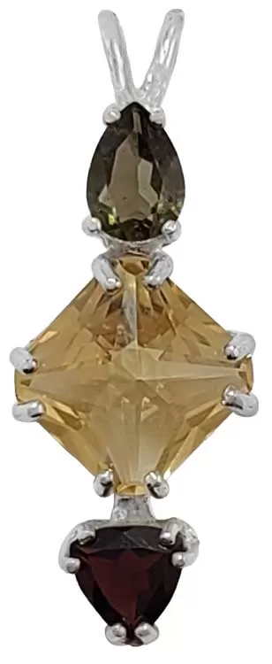 Citrine Mini Magician Stone? with Moldavite & Garnet