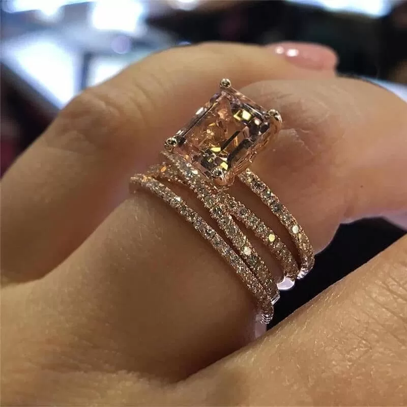 Classic Champagne Morganite Multi-Layer Ring