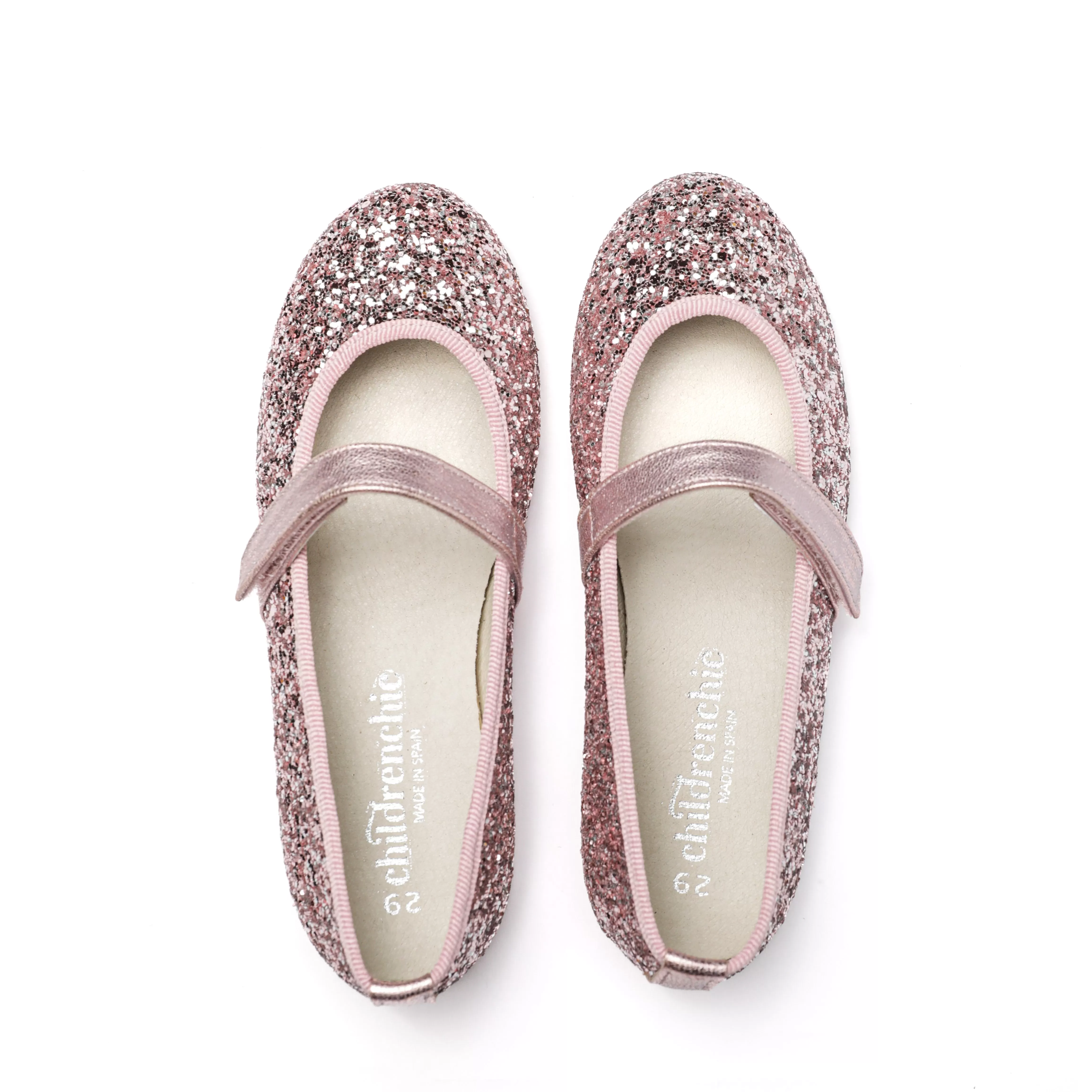 Classic Glitter Mary Janes in Rose