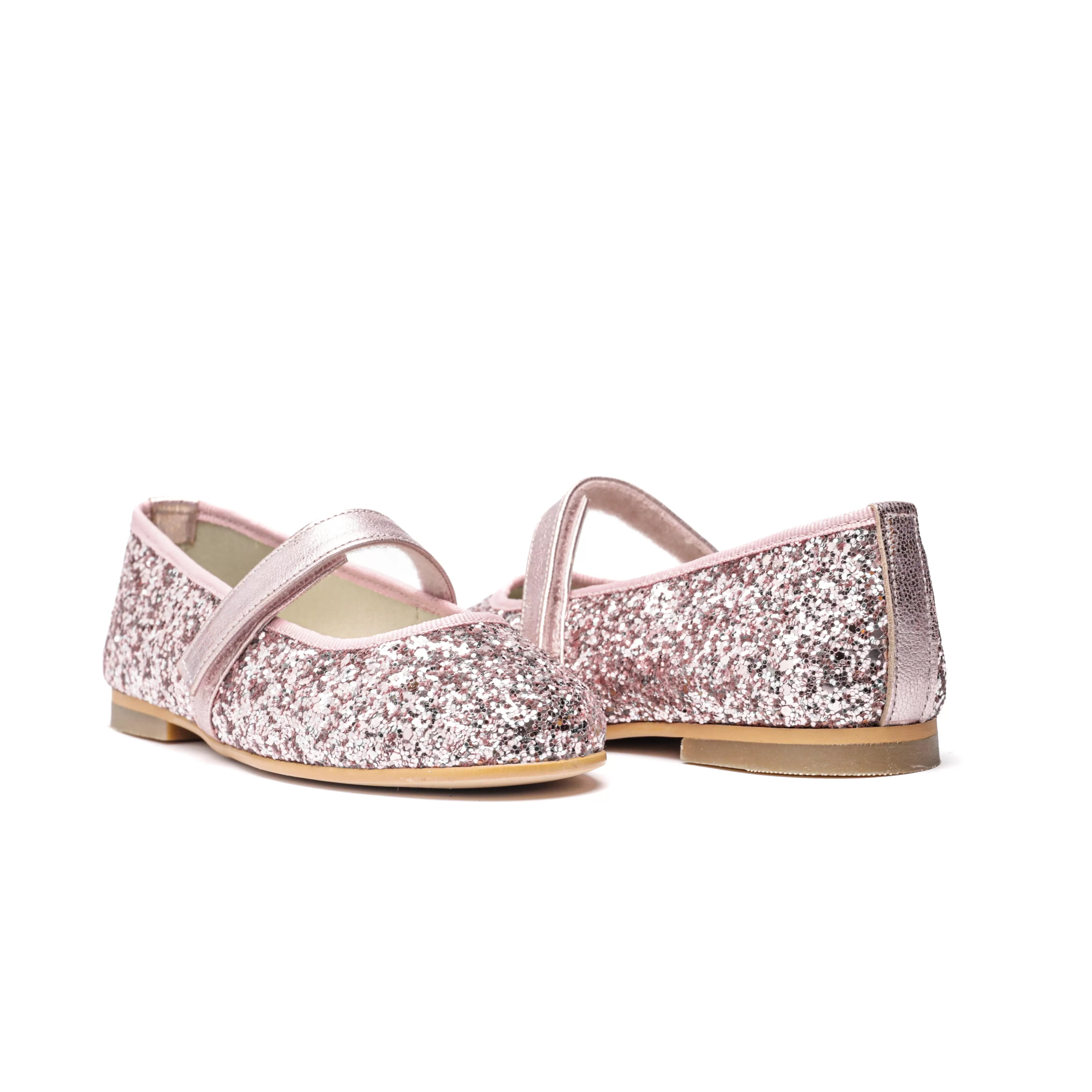 Classic Glitter Mary Janes in Rose