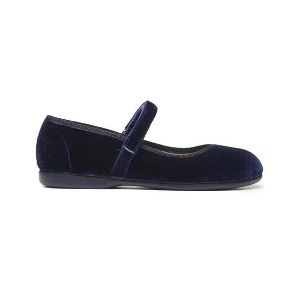 Classic Velvet Mary Janes in Navy