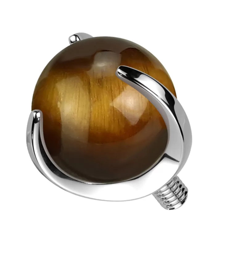 Claw Tigers Eye Stone Titanium Internally Threaded Top