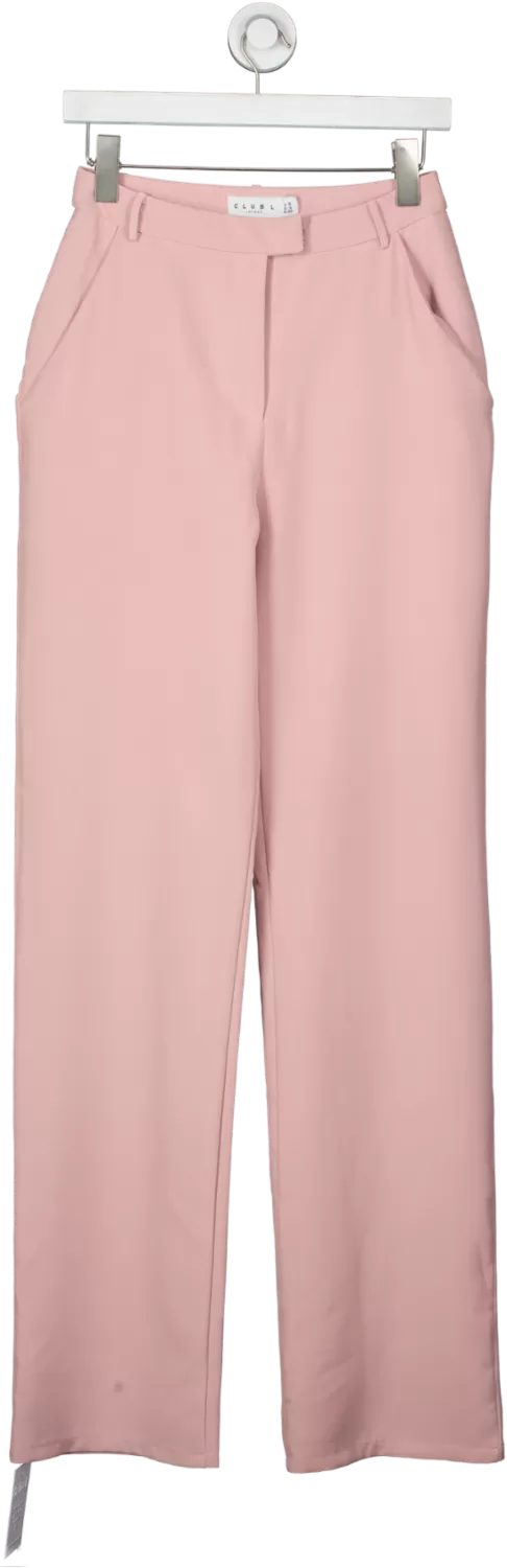 Club L Pink High Waist Wide Leg Trousers UK 8