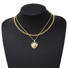 Coin Pendant Layered Chain Necklace Set