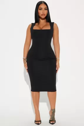 Colette Double Lined Midi Dress - Black