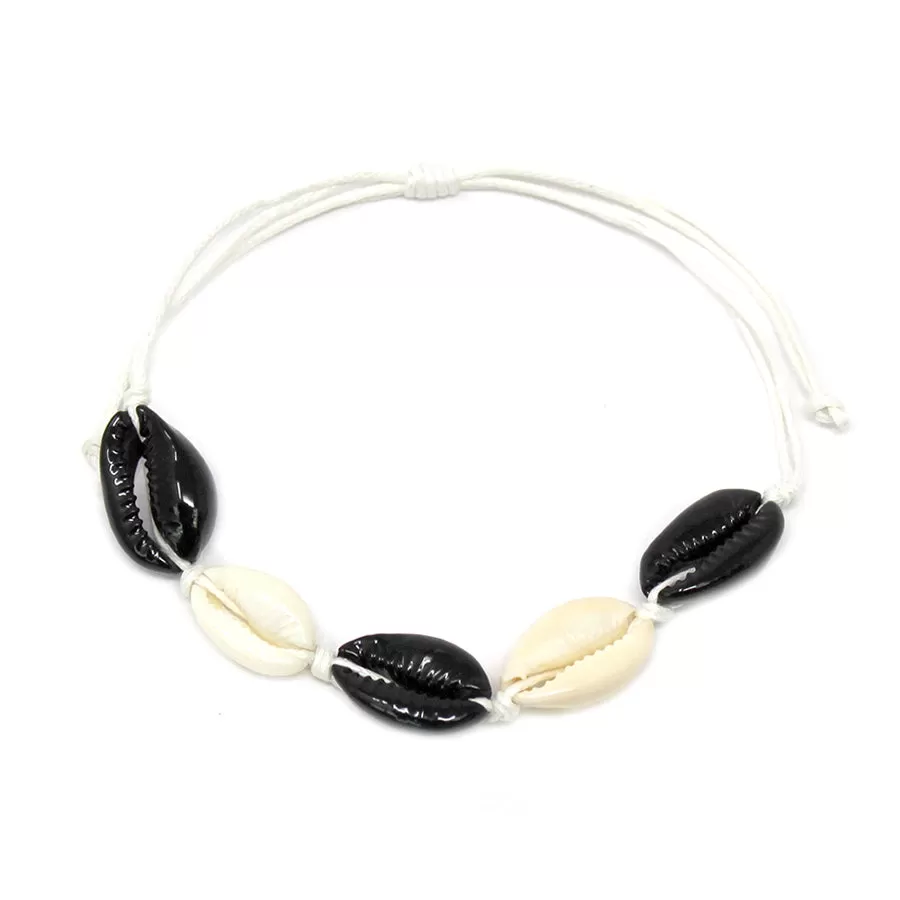 Color Coated Puka Shell With Sliding Knot Bracelet