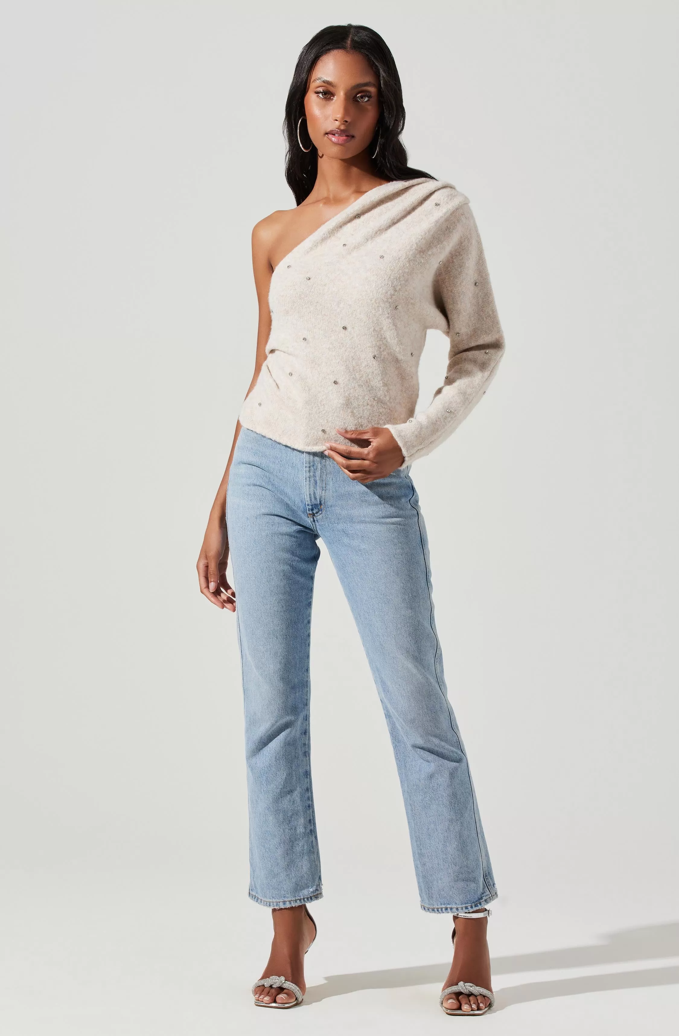 Cosima Embellished One Sleeve Sweater