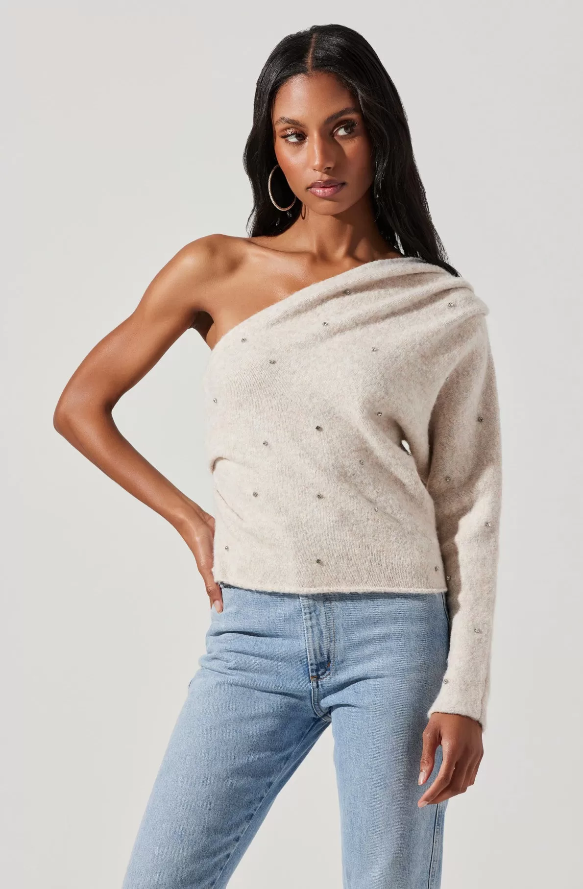 Cosima Embellished One Sleeve Sweater