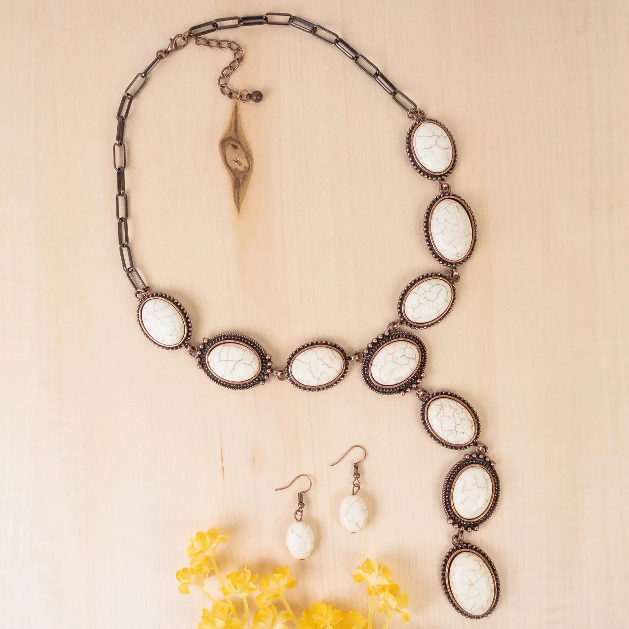 Cream stone Y shaped necklace