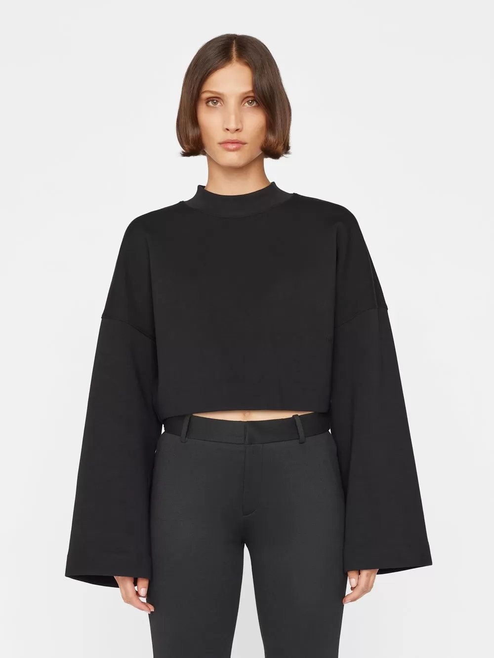 CROPPED MOCKNECK SWEATSHIRT