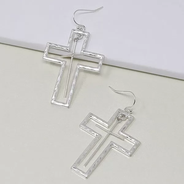 Cross Metal Dangle Earrings