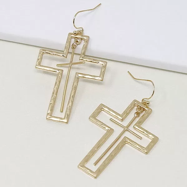 Cross Metal Dangle Earrings