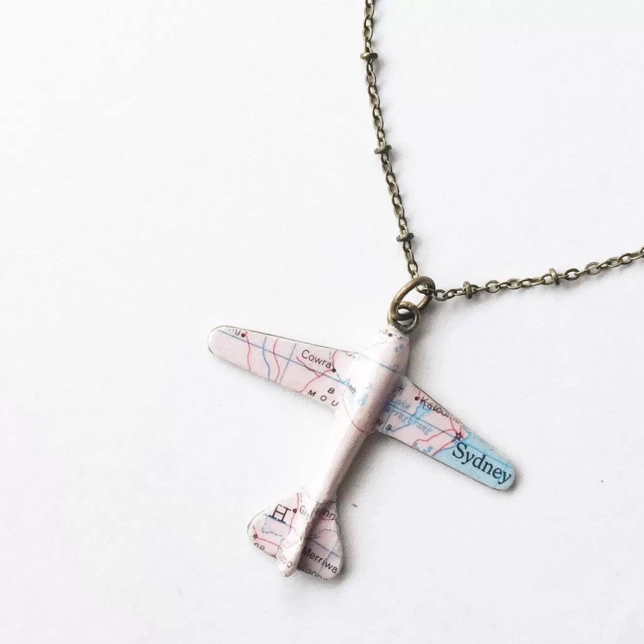 Custom Map Plane Necklaces