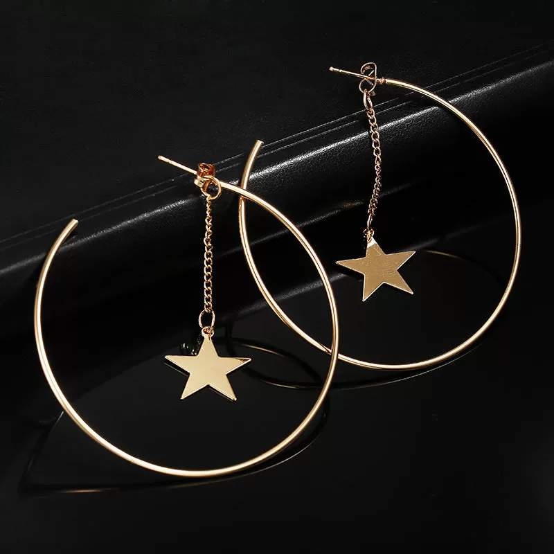 Cute Hoop Earrings With Star