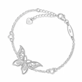 CZ Butterfly Bracelet Silver Chain Bracelet