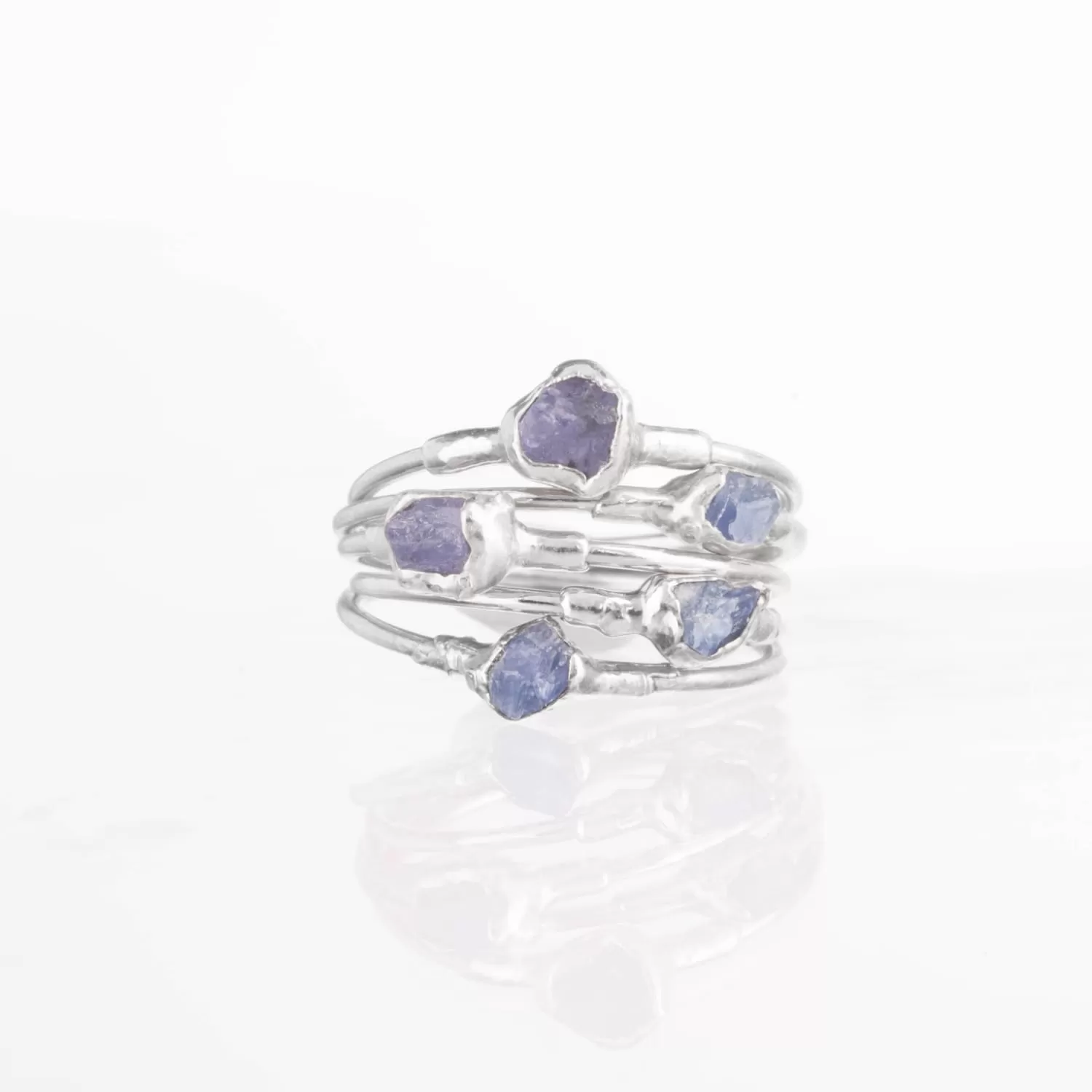 Dainty Raw Tanzanite Ring in Sterling Silver