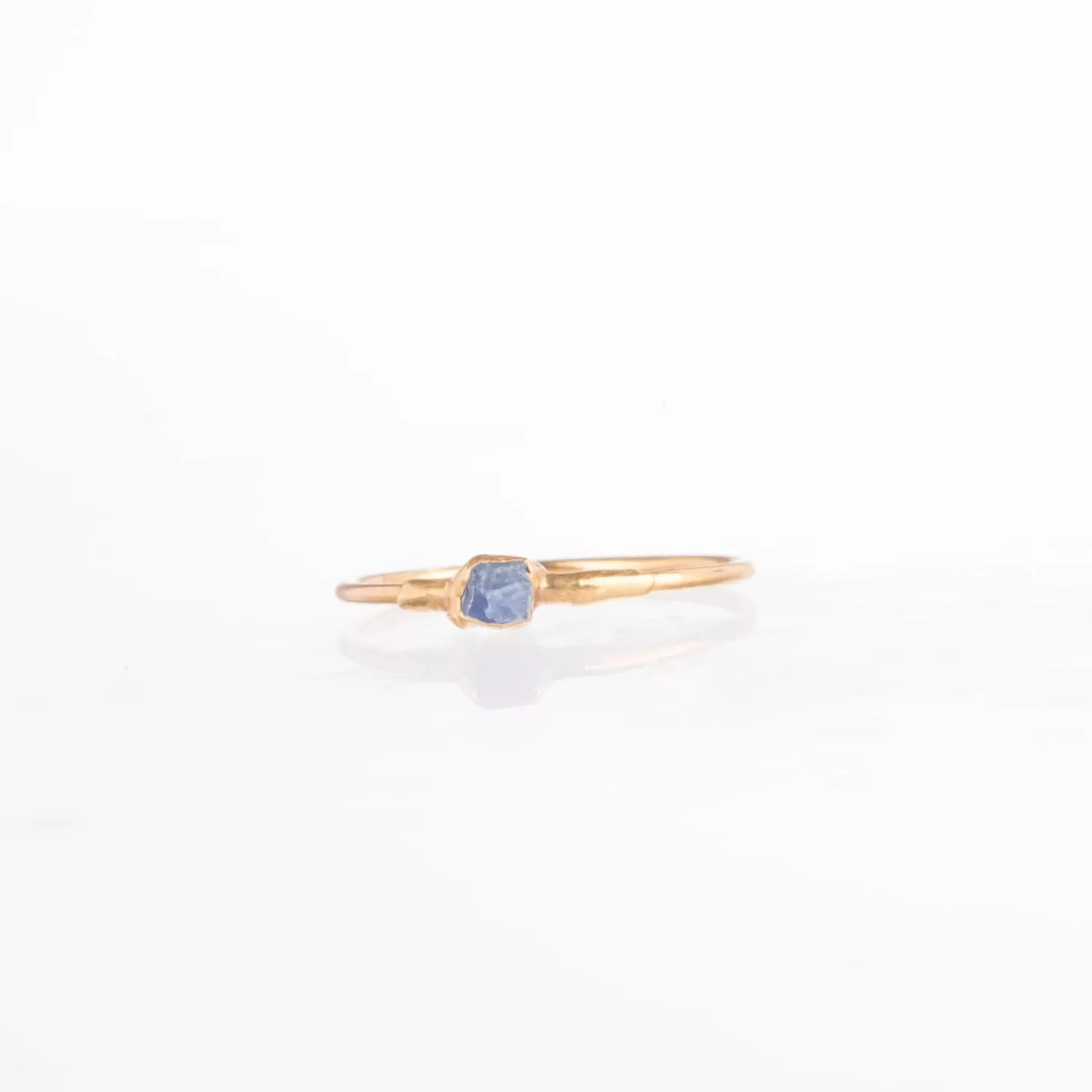 Dainty Raw Tanzanite Ring in Yellow Gold