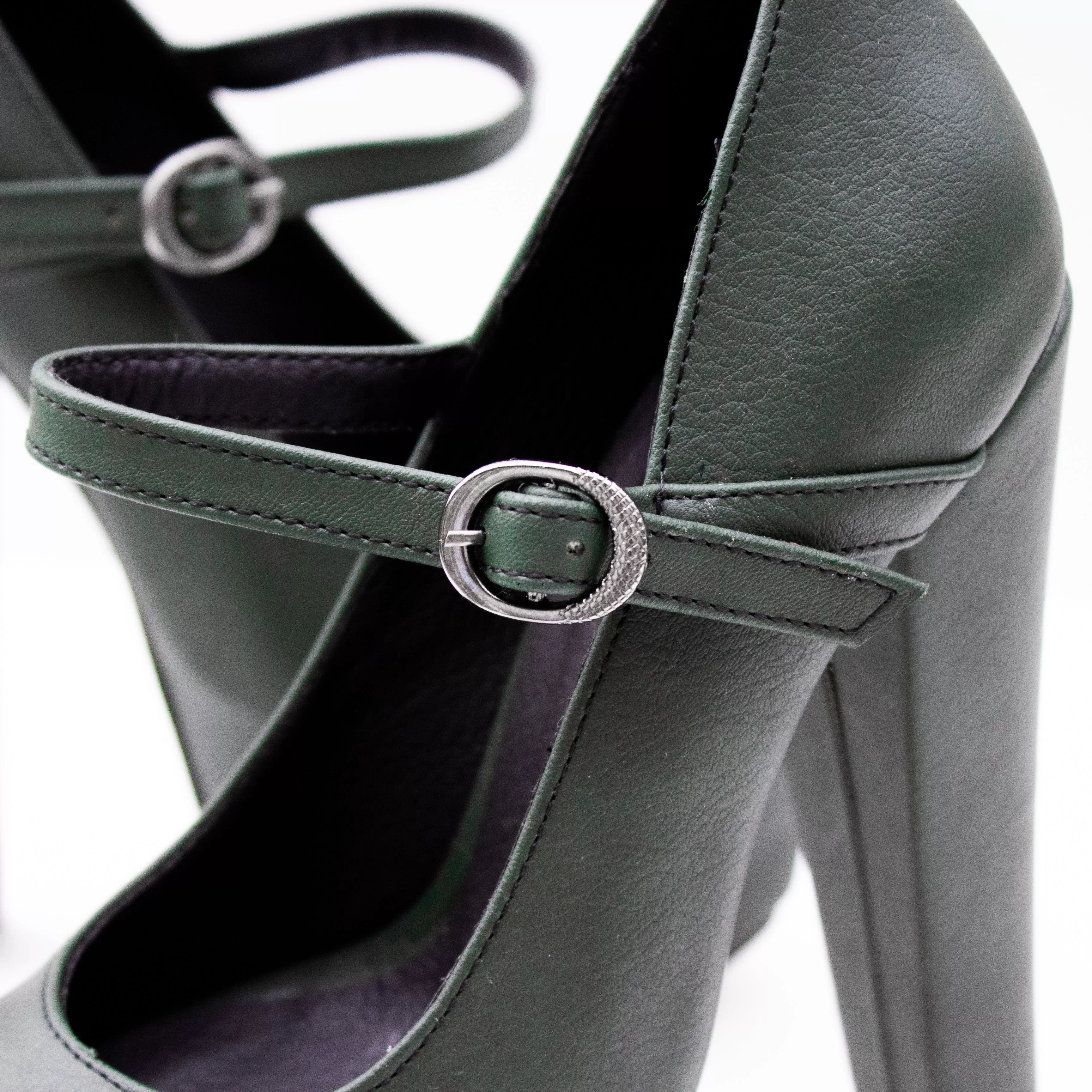 Deep Green Mary Jane Chunky Platform Heels