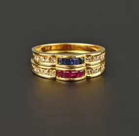 Diamond Sapphire 18K Gold Eternity Band Ring