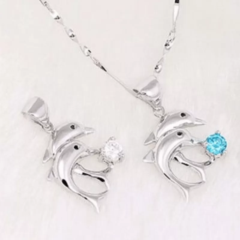 Dolphin Dance Dainty Rhinestone Necklace