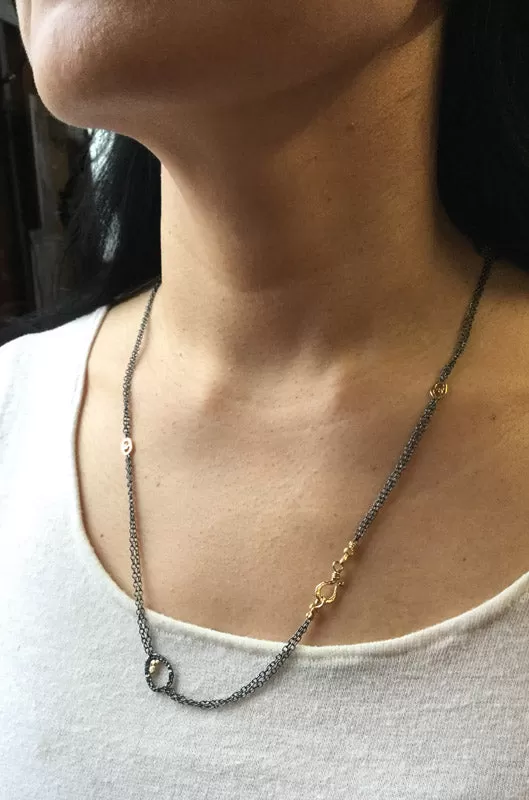 Double Chain Necklace with Open Pebbles