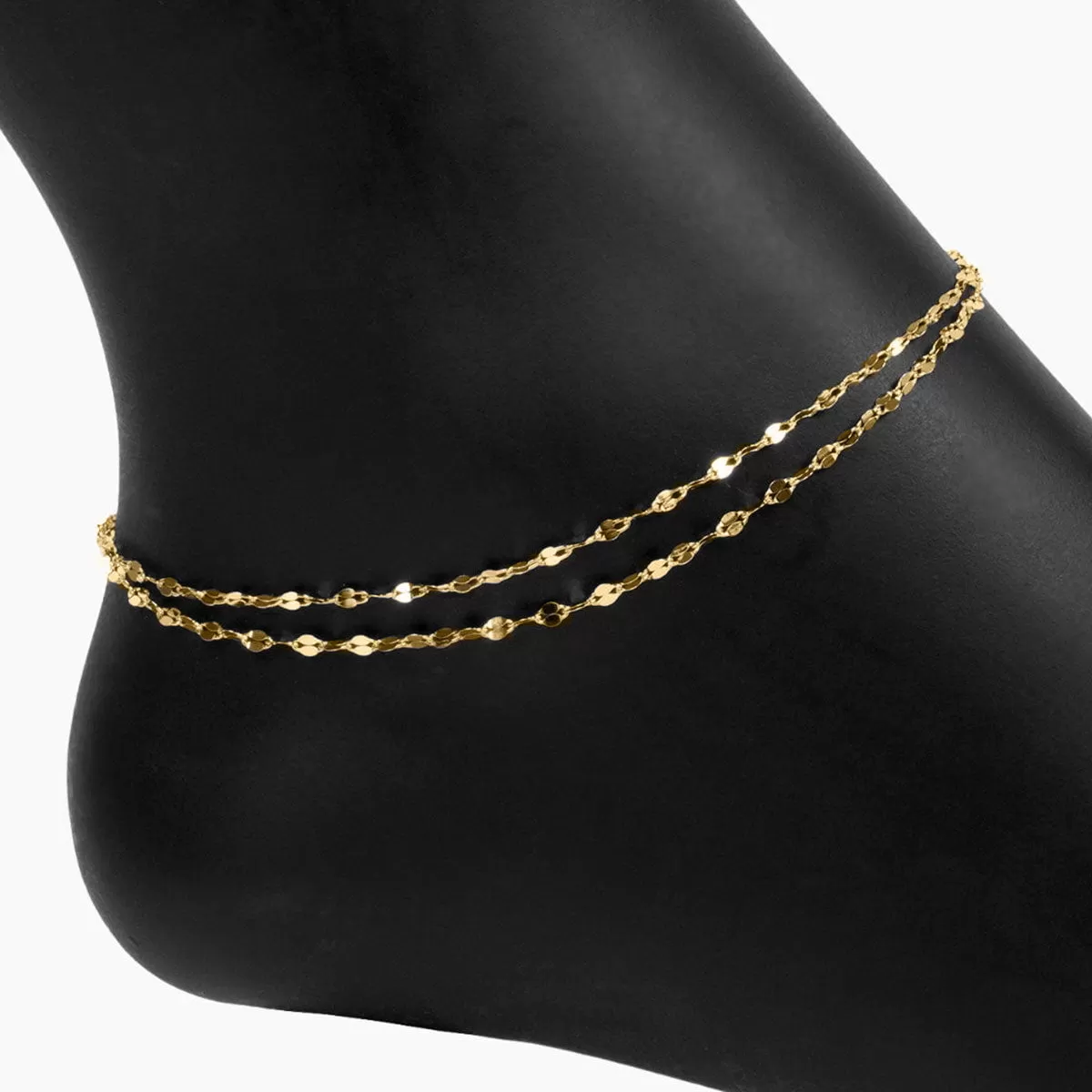 Double Strand Specchio Mirror Chain Anklet (Gold)