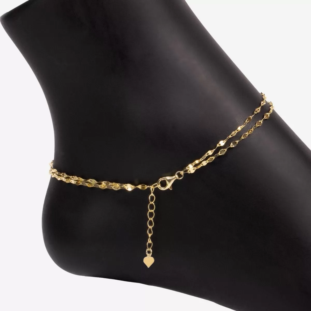 Double Strand Specchio Mirror Chain Anklet (Gold)