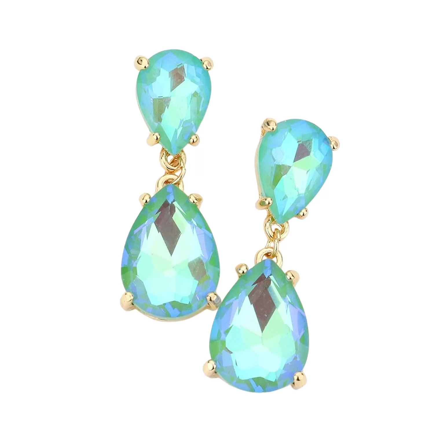 Double Teardrop Link Dangle Evening Earrings