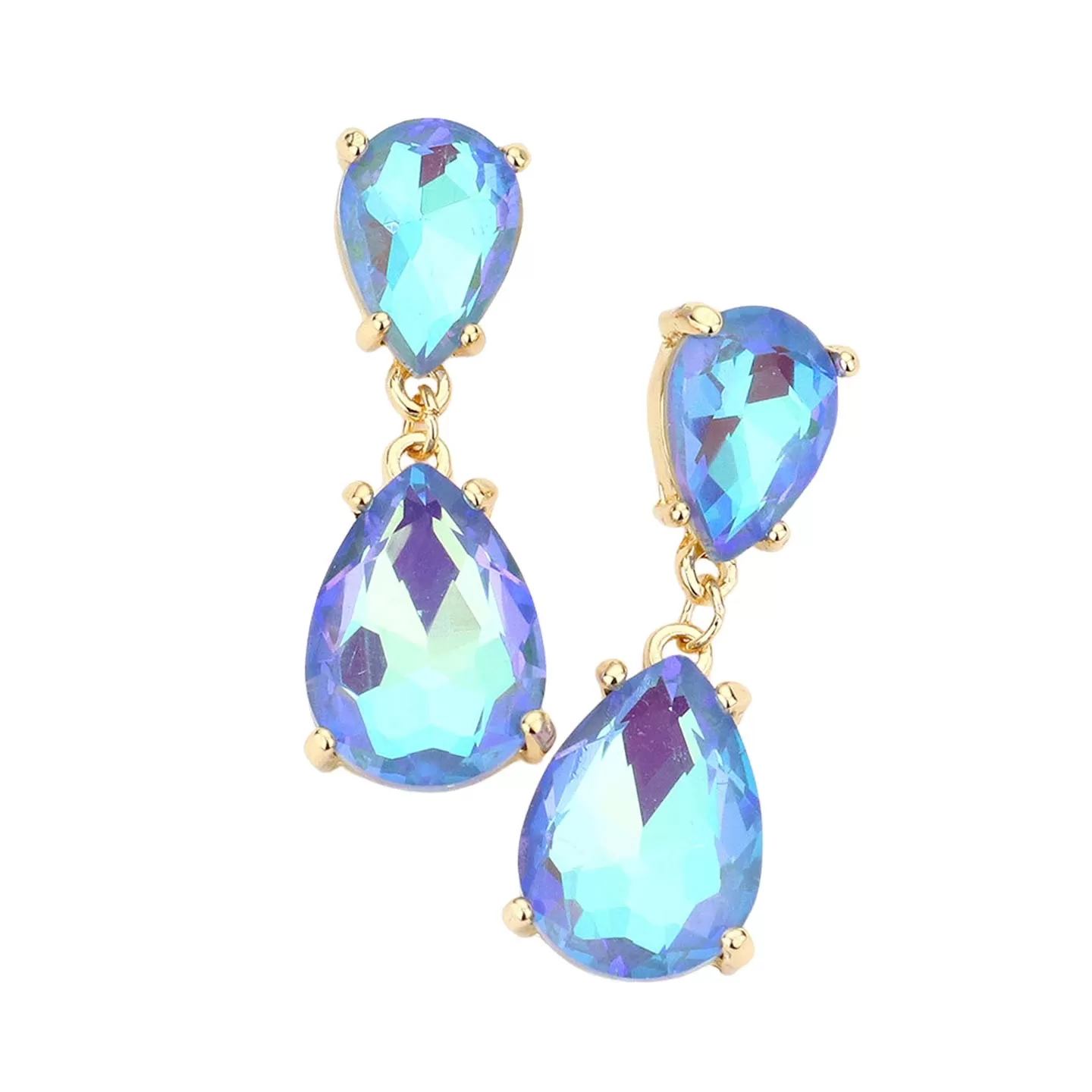 Double Teardrop Link Dangle Evening Earrings