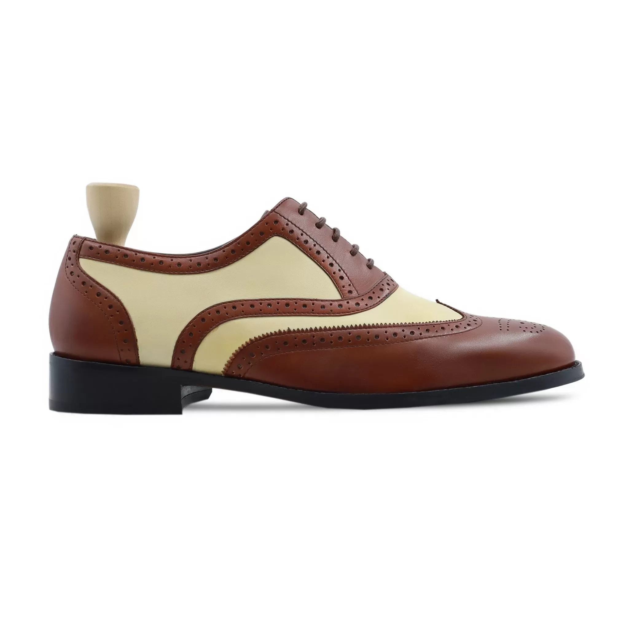 Downey - Men's Light Yellow and Brown Calf Leather Oxford Shoe