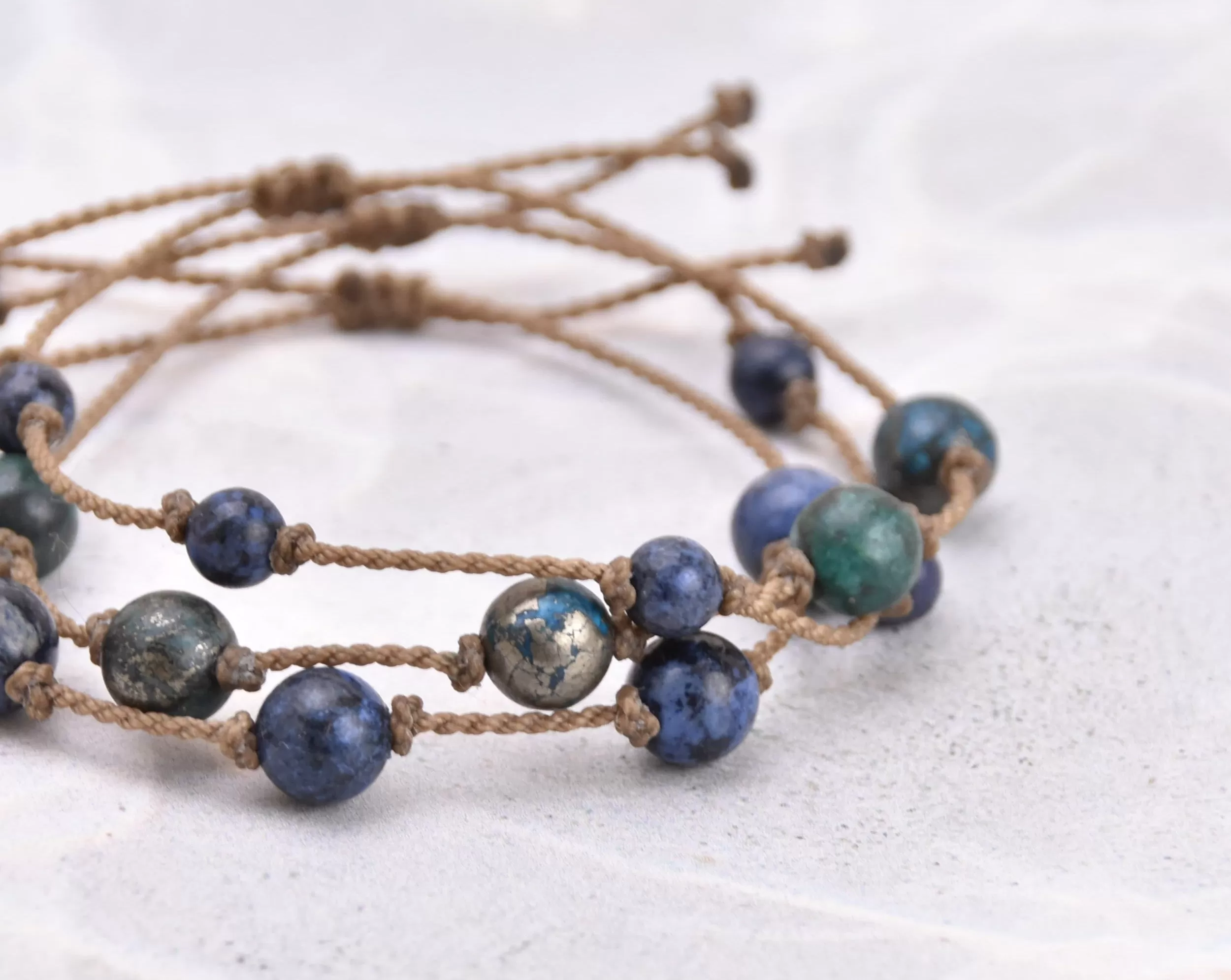 Dumortierite & Pyrite Jade Bracelets