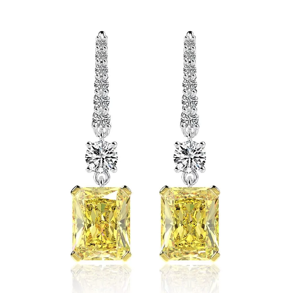 Elegant Aquamarine Citrine Moissanite Drop Dangle Earrings