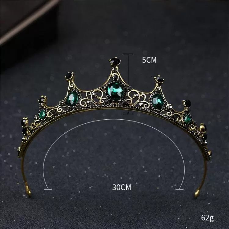 Elegant Baroque Green Crystal Tiara Crown for Women and Girls - Wedding Hair Jewelry Accessory