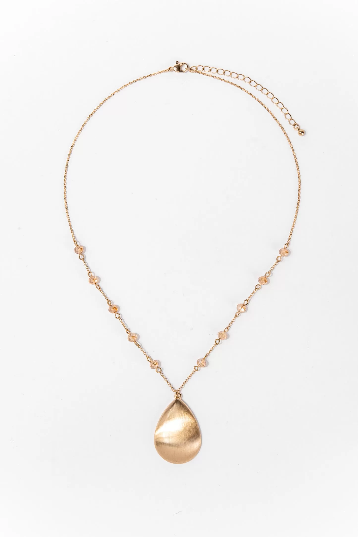 Eloise Metal Teardrop Crystal Necklace - Gold