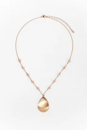 Eloise Metal Teardrop Crystal Necklace - Gold