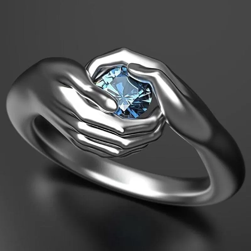 Embracing You With My Hands Round Cut Aquamarine Ring