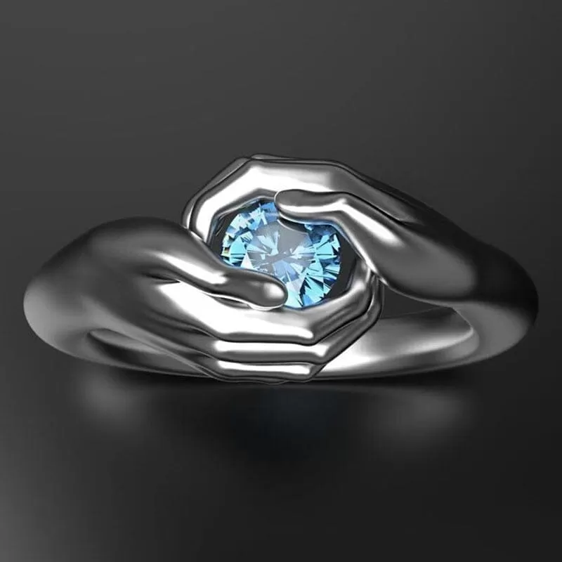 Embracing You With My Hands Round Cut Aquamarine Ring