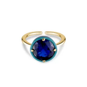 ENAMEL NAVY CRYSTAL RING