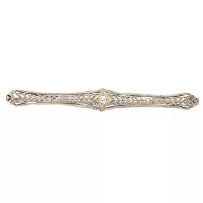 Estate 14k White Gold Diamond Bar Pin